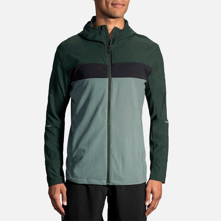 Brooks Canopy Running Jackets - Men's - Green (69234-FGQB)